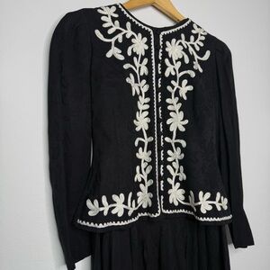 Karin Stevens Floral Blazer Skirt Suit Set Dress Size 6 Vintage Formal Modest